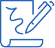 Stylo ou stylet bleu traçant une ligne courbe sur un document. Représente l'écriture, la signature, la modification ou la création de brouillons.